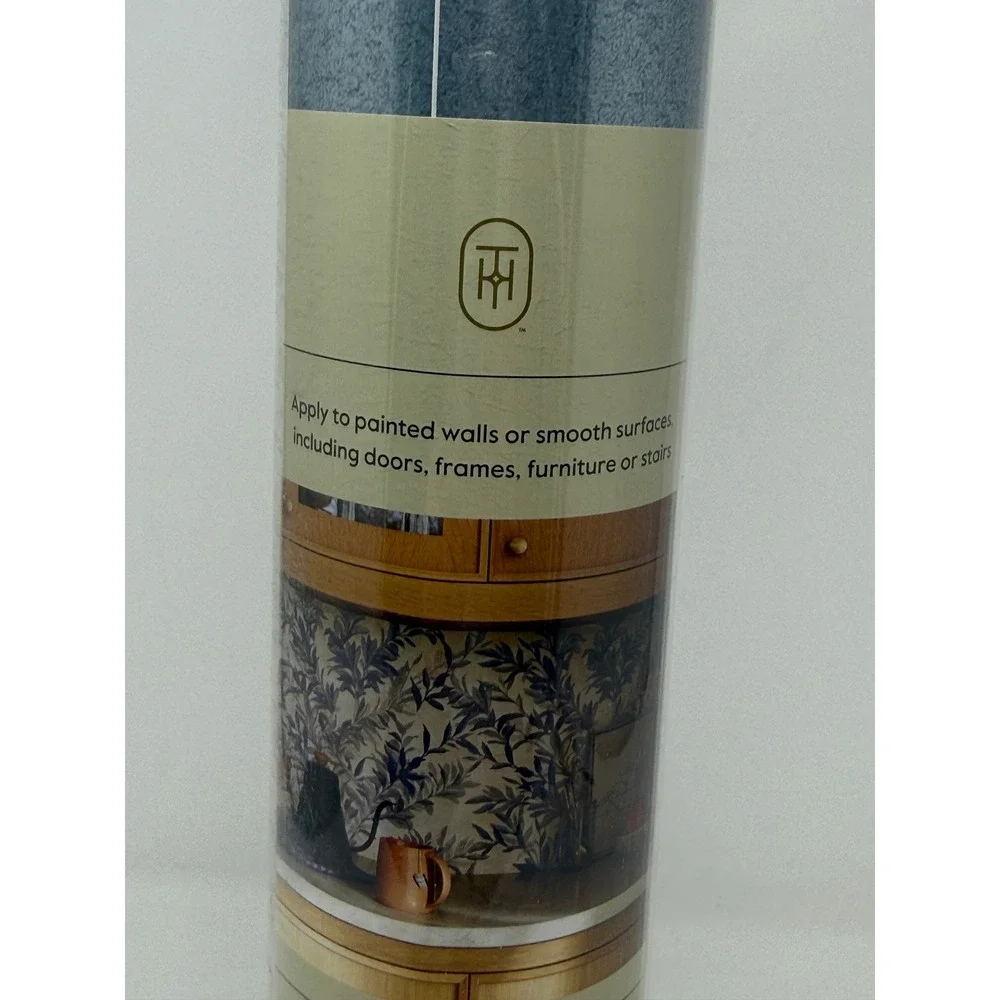 Threshold Peel & Stick Wallpaper Metallic Leaf Blue 27.5 SQ FT Roll NEW